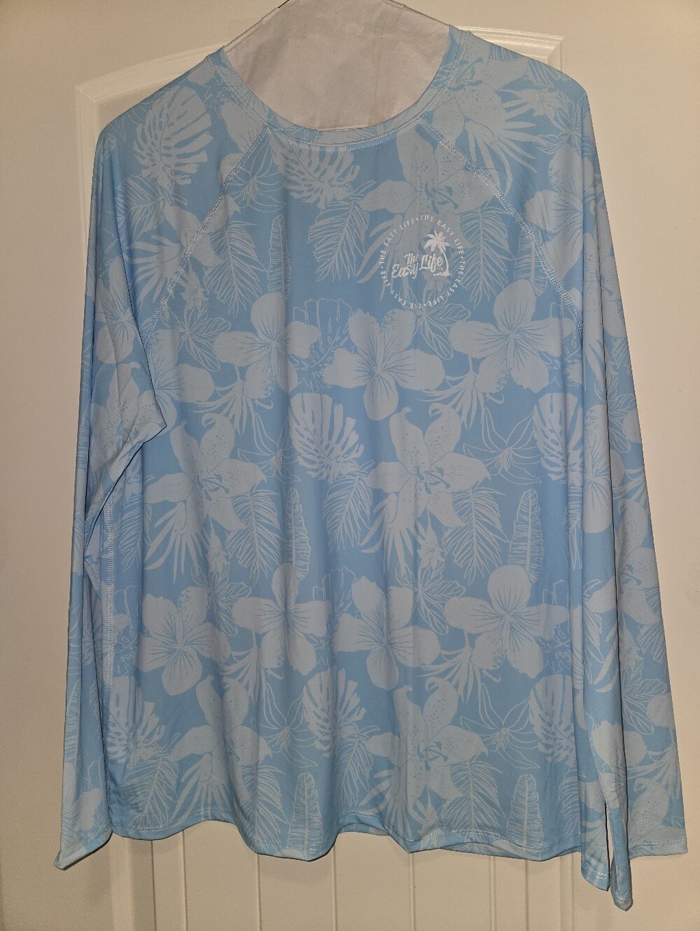 Light Blue Tropical Print Long Sleeve Shirt